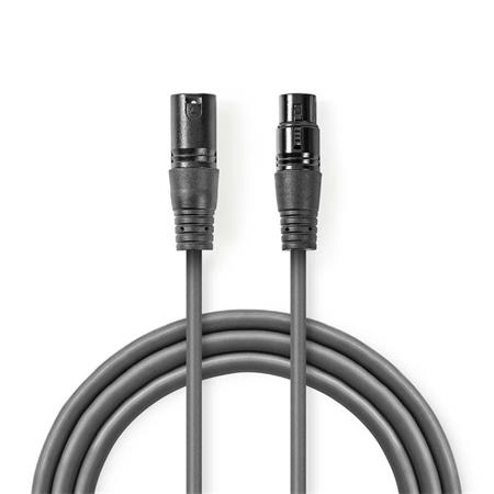 Nedis COTG15010GY100 - Vyvážený XLR Audiokabel | XLR 3pinová Zástrčka – XLR 3pin