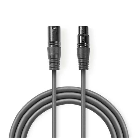 Nedis COTH15010GY05 - Vyvážený XLR Audiokabel | XLR 3pinová Zástrčka – XLR 3pino