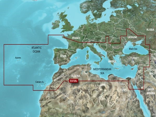 Garmin VEU723L - 3D mapa moří jižní Evropy, Bluechart G3 Vision, microSD/SD kart