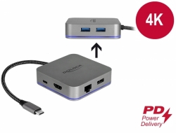 Delock Dokovací stanice USB Type-C™ pro mobilní zarízení 4K - HDMI / Hub / LAN /