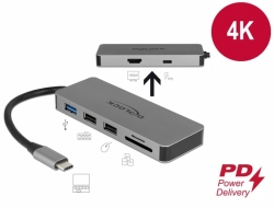 Delock Dokovací stanice USB Type-C™ pro mobilní zarízení 4K - HDMI / Hub / SD /