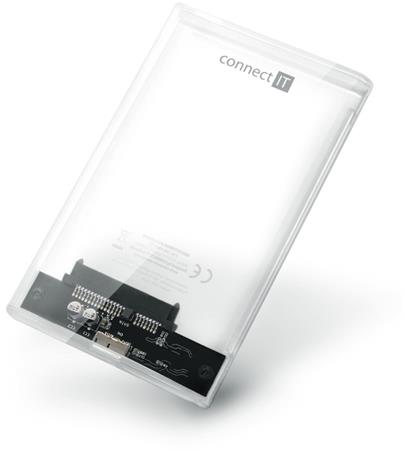 CONNECT IT ToolFree Clear externí box pro HDD 2,5" SATA, USB 3.0, TRANSPARENTNÍ