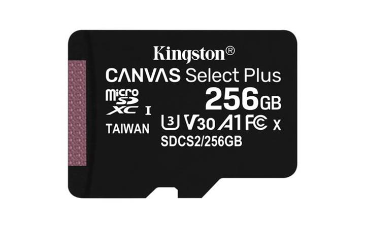 KINGSTON 256GB microSDHC CANVAS Plus Memory Card 100MB/85MBs- UHS-I class 10 Gen