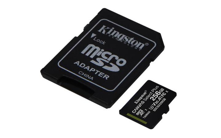 KINGSTON 256GB microSDHC CANVAS Plus Memory Card 100MB/85MBs- UHS-I class 10 Gen