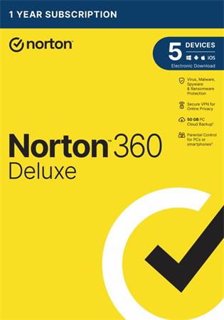 NORTON 360 DELUXE 50GB +VPN 1 uživatel pro 5 zařízení na 1rok