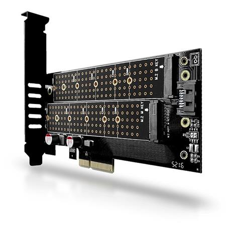 AXAGON PCEM2-D, PCIe x4 - M.2 NVMe M-key + SATA B-key slot adaptér, vč. LP