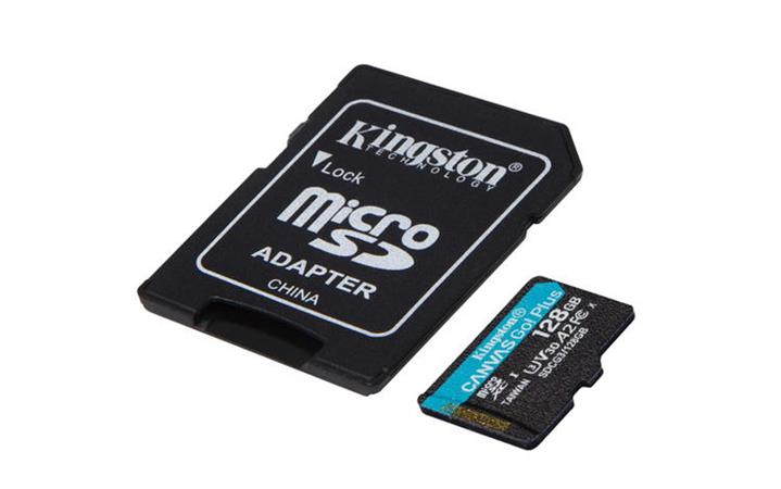 KINGSTON 128GB microSDHC Canvas Go! Plus 170R/100W U3 UHS-I V30 Card + SD Adapte