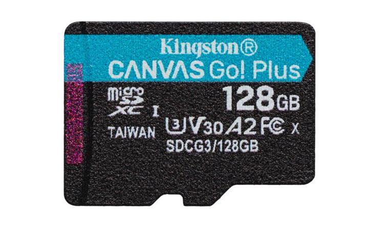 KINGSTON 128GB microSDHC Canvas Go! PLus 170R/100W U3 UHS-I V30 Card bez adapter