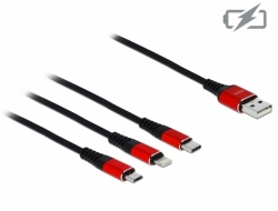 Delock Nabíjecí kabel USB 3 v 1 pro Lightning™ / Micro USB / USB Type-C™, 30 cm