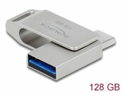 Delock Flash disk USB 3.2 Gen 1, USB-C™ + Typ-A, 128 GB - kovový kryt