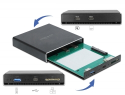 Delock Externí pouzdro pro HDD / SSD SATA 2.5" s prídavnými porty USB Type-C™ a