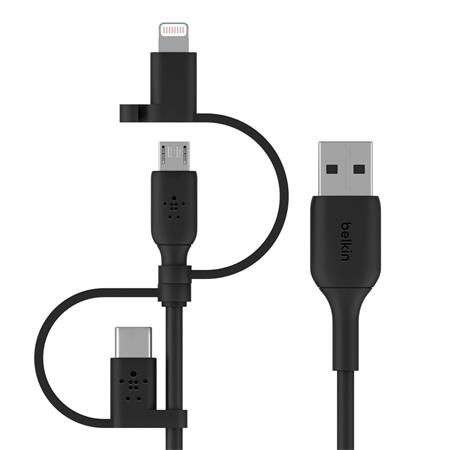 Belkin univerzální kabel USB-A / microUSB s adaptérem na Lightning a USB-C konek
