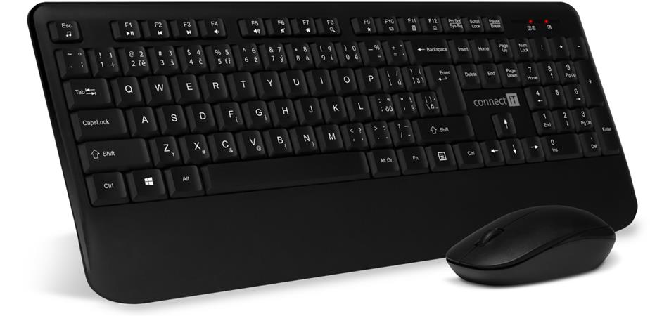 CONNECT IT Combo bezdrátová černá klávesnice + myš, (+1x AAA +1x AA baterie zdar