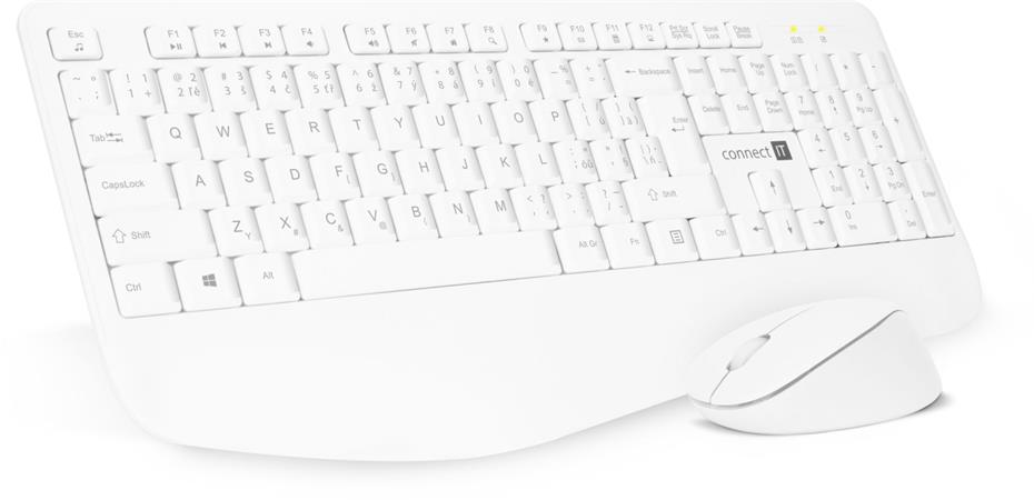 CONNECT IT Combo bezdrátová bílá klávesnice + myš, (+1x AAA +1x AA baterie zdarm