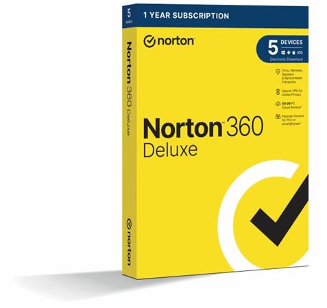 NORTON 360 DELUXE 50GB CZ 1uživatel pro 5 zařízení na 1rok_CZ box
