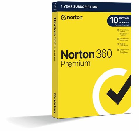 NORTON 360 PREMIUM 75GB CZ 1 uživatel pro 10 zařízení na 1rok_CZ box