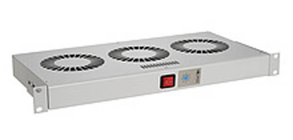 Solarix Chladící jednotka 19" 1U 3 ventilátory s bimetalovým termostatem RAL 703