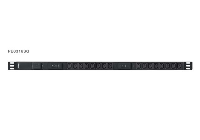 Aten PE0316S 0U Basic PDU s přepěťovou ochranou 32A přívodní kabel 1,6m IEC60309