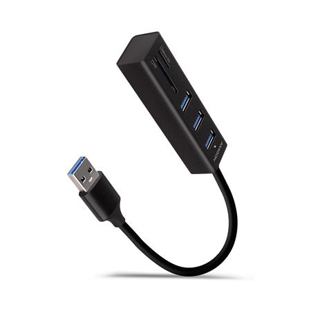 AXAGON HMA-CR3A, USB 3.2 Gen 1 hub, porty 3x USB-A + čtečka karet SD/microSD, ko