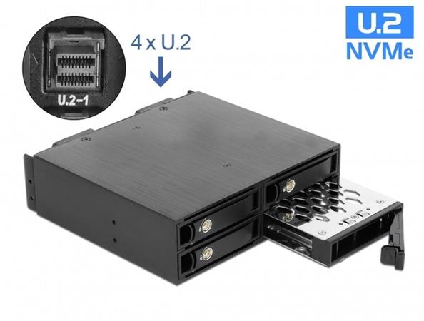 Delock 5.25” Mobilní rack pro 4 x SSD U.2 NVMe formátu 2.5” s zamykatelnými zásu