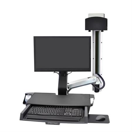 ERGOTRON StyleView® Combo System with Worksurface, Small CPU Holder (aluminum),