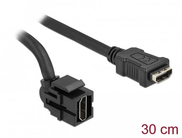 Delock Keystone modul HDMI samice 250° > HDMI samice s kabelem černá