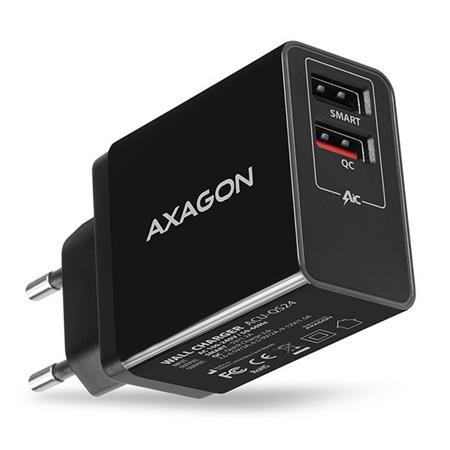 AXAGON ACU-QS24, QUICK a SMART nabíječka do sítě, 2x USB port QC3.0/AFC/FCP + 5V