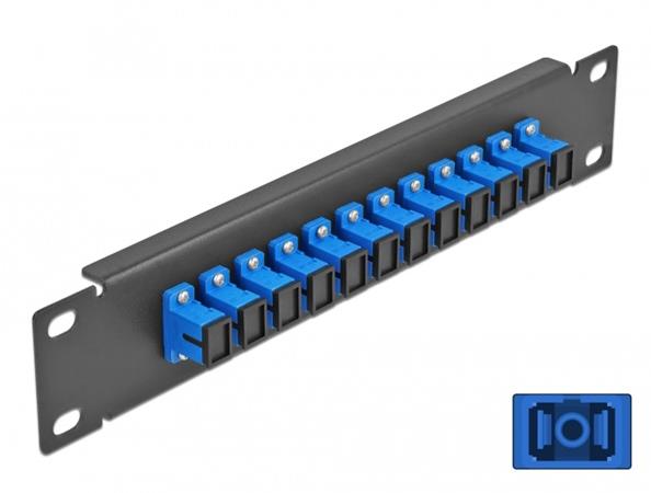 Delock 10" patch panel pro optická vlákna, 12 portů, SC Simplex, modrý, 1U, čern