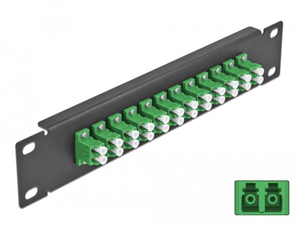Delock 10" patch panel pro optická vlákna, 12 portů, LC Duplex, zelený, 1U, čern