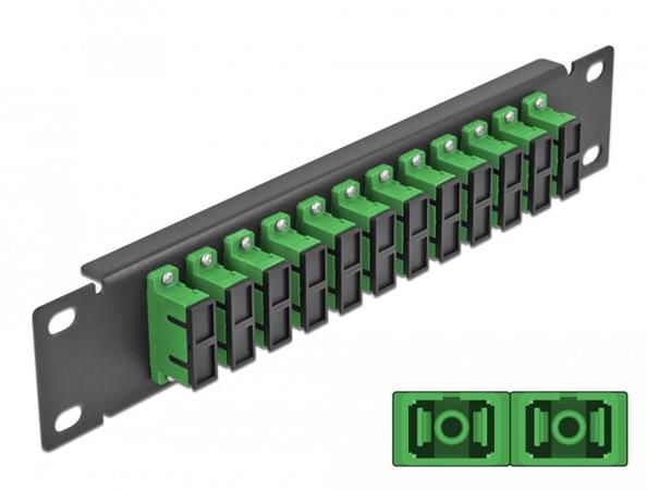 Delock 10" patch panel pro optická vlákna, 12 portů, SC Duplex, zelený, 1U, čern