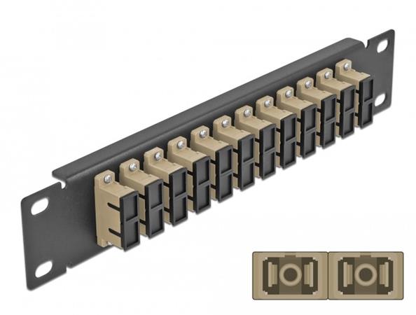 Delock 10" patch panel pro optická vlákna, 12 portů, SC Duplex, béžový, 1U, čern