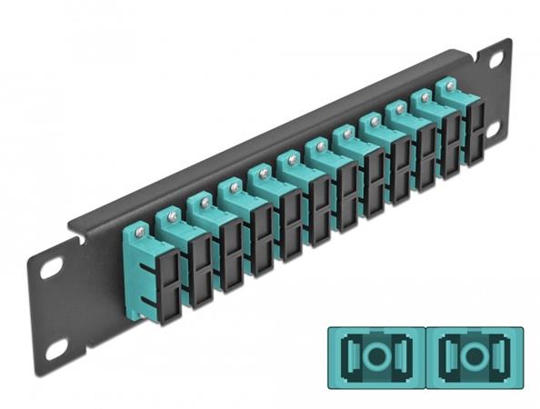 Delock 10" patch panel pro optická vlákna, 12 portů, SC Duplex, sv. modrý, 1U, č