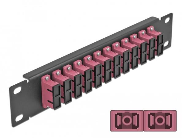 Delock 10" patch panel pro optická vlákna, 12 portů, SC Duplex, fialový, 1U, čer