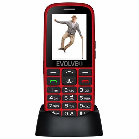 EVOLVEO EasyPhone EG, mobilní telefon pro seniory s nabíjecím stojánkem (červená