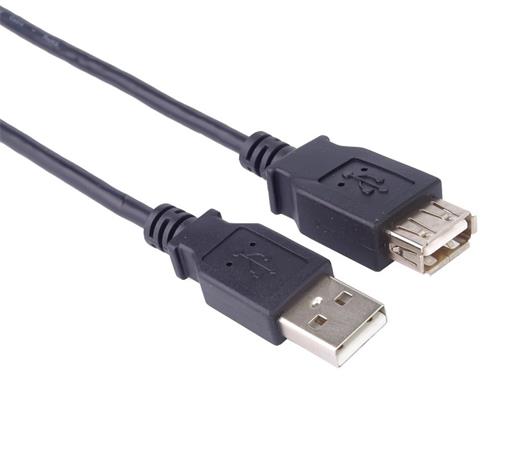 PremiumCord USB 2.0 kabel prodlužovací, A-A, 5m černá