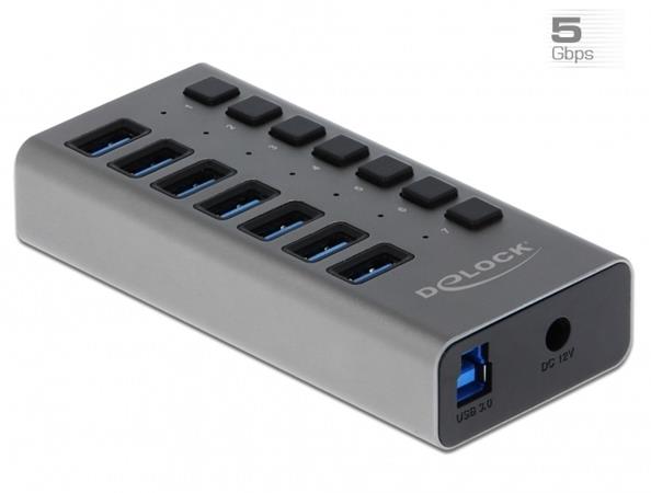 Delock Externí SuperSpeed USB Hub se 7 porty + vypínač