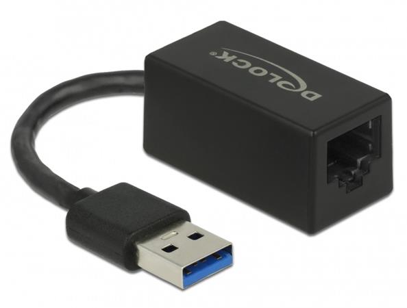 Delock Adaptér Super Speed USB (USB 3.2 Gen 1) s USB Typ-A samec > Gigabit LAN 1