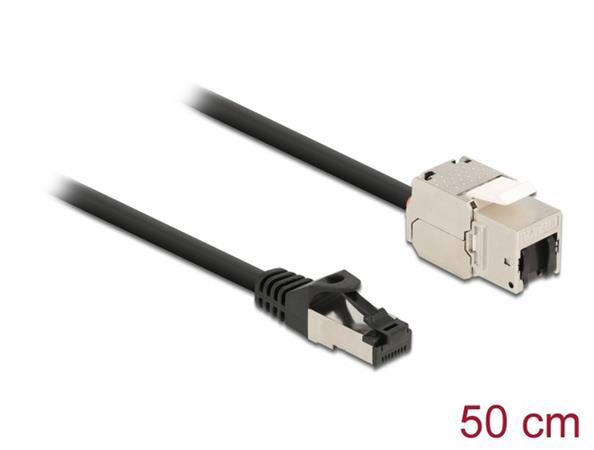 Delock Kabel ze zástrčky RJ45 na zásuvku RJ45 modulu Keystone, Cat.6A, délka 50