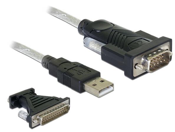 Delock Adaptér z USB 2.0 Typu-A na 1 x sériové rozhraní RS-232 D-Sub 9 + adaptér