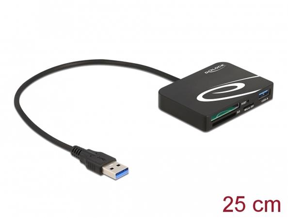 Delock Čtečka karet na paměťové karty XQD / SD / Micro SD + port USB Typu-A