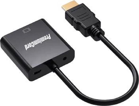 PremiumCord Převodník HDMI na VGA se zvukem 3,5mm stereo jack - černý