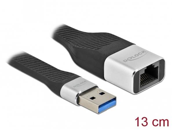 Delock FPC plochý stuhový kabel, USB Typ-A na Gigabit LAN 10/100/1000 Mbps, 13 c