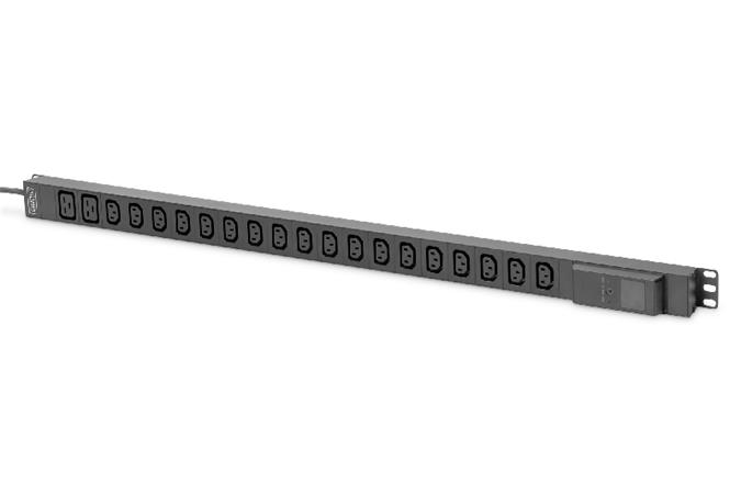 DIGITUS Místní monitorovaná PDU, vertikální, 250V, 16A, 18xC13, 2xC19 16A ampérm