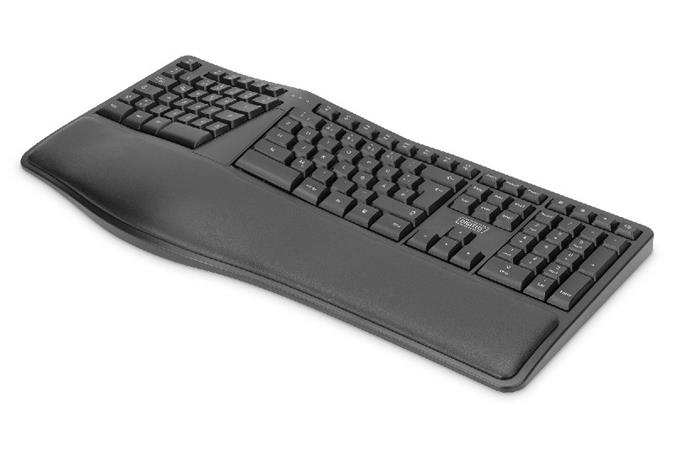 DIGITUS Ergonomická Klávesnice, Bezdrátová, 2,4 GHz ( QWERTZ )