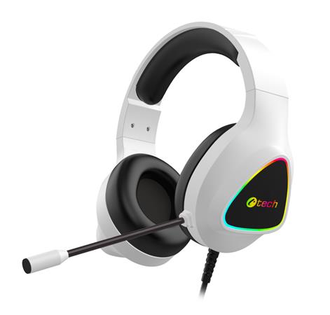 C-TECH herní sluchátka s mikrofonem Midas (GHS-17W), casual gaming, RGB podsvíce