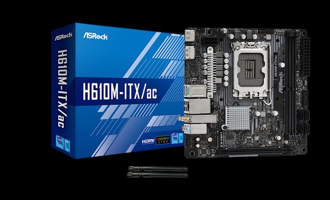 ASROCK H610M-ITX/AC (intel 1700, 2xDDR4 3200MHz, 4xSATA3, HDMI+DPort 1xGLAN + WI