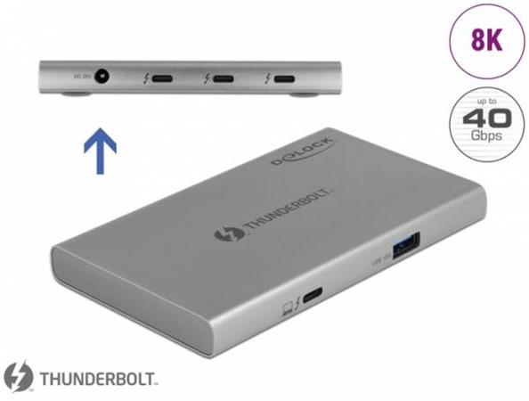 Delock HUB Thunderbolt™ 4, 3 portový, s přídavným portem SuperSpeed USB 10 Gbps