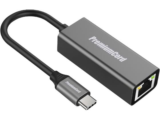 PremiumCord Převodník USB-C na Gigabit konektor RJ45