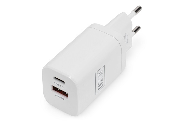 DIGITUS Nabíječka Dual Port USB 1x USB-A / 1x USB-C 30W, 1x 2,4A, 1x 3A, QC3.0