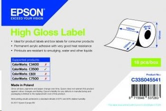 EPSON High Gloss Label - Die-cut Roll: 102mm x 152mm, 210 labels